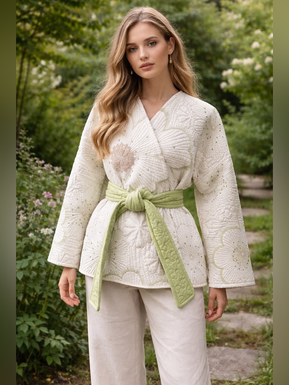Handmade Upcycled Embellished Quilt Kimono Coat